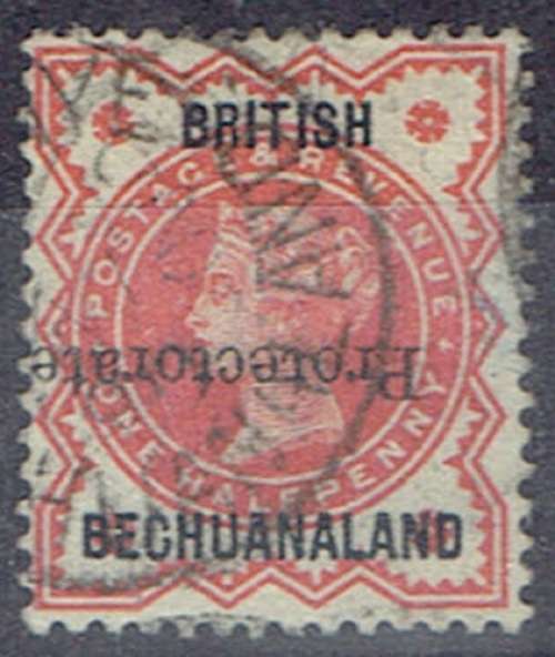 Bechuanaland 1890 half d vermillion 15mm inverted overprint very fine used