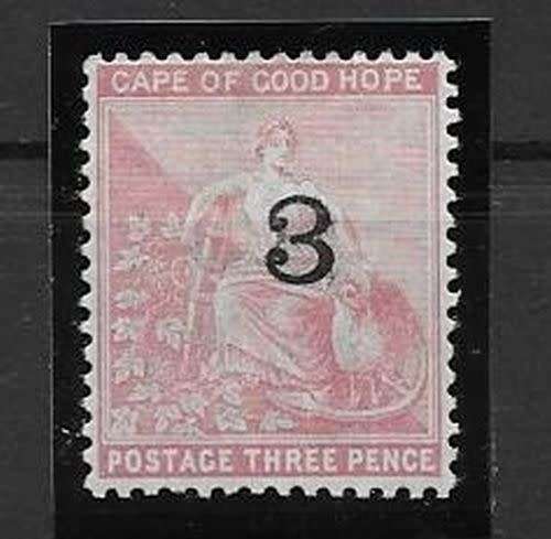 Cape of Good Hope 1880 Provisional 3 on 3d pale rose Type I very fine mint