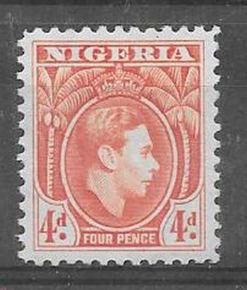 Nigeria 1938 KGVI 4d orange key value very fine unmounted mint