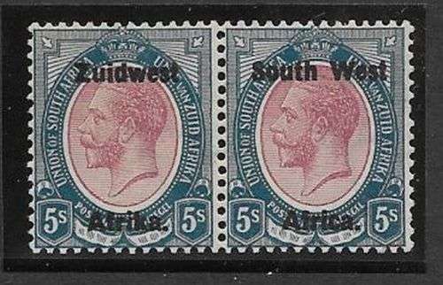 South West Africa 1923 KGV Type III 5s pair very fine unmounted mint