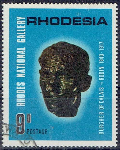 Rhodesia 1967 National Gallery 9d with hyphen dot flaw very fine used