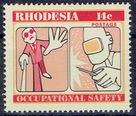 Rhodesia 1975 Occupational Safety 25c with broken NO flaw very fine unmounted mint