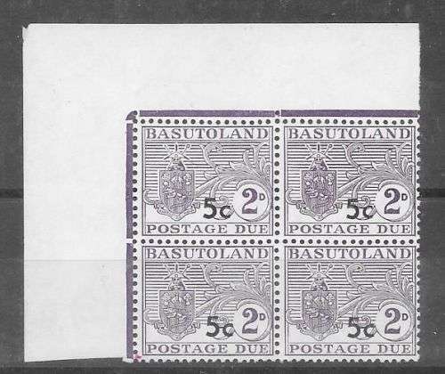 Basutoland Postage Due 1961 5c on 2d Type II block of 4 very fine unmounted mint