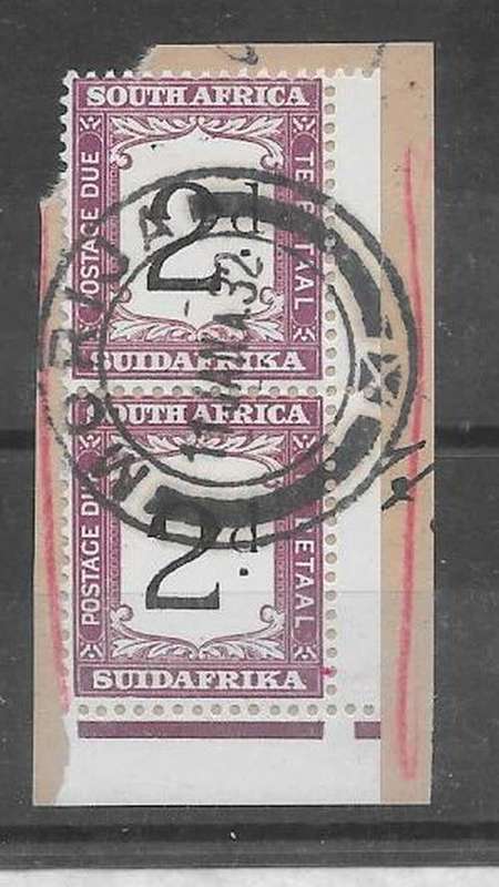 Basutoland South Africa Postage Due 2d pair with Morija cancellation very fine