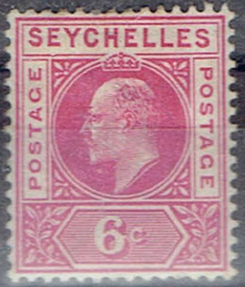 Seychelles 1903 KEVII 6c with dented frame variety fine mint