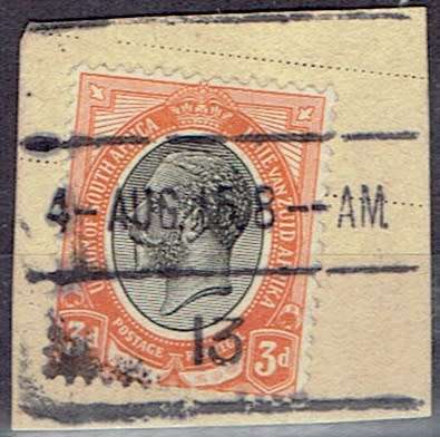 South West Africa - WWI South Africa Occupation KGV 3d with Swakopmund with FPO 13 on piece