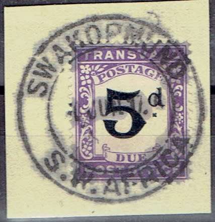 South West Africa - WWI South Africa Occupation Transvaal Postage Due 5d with Swakopmund cancel