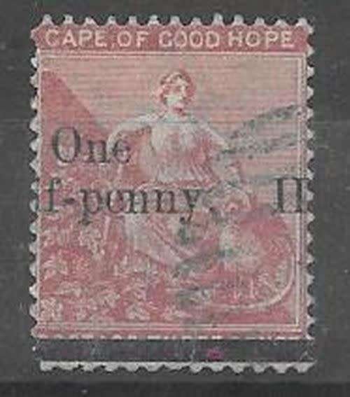 Cape of Good Hope 1882 Surcharge 1/2d on 3d wmk crown CC with overprint shift very fine used