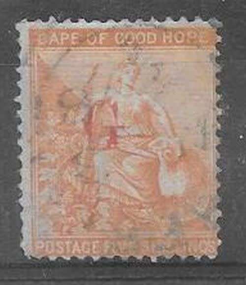 Griqualand West 1877/78 5s orange optd Type 4 fine used