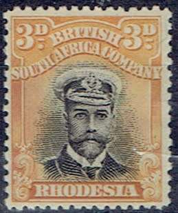 Rhodesia BSAC 1913 KGV Admiral Die II perf 14 3d black and deep yellow very fine unmounted mint