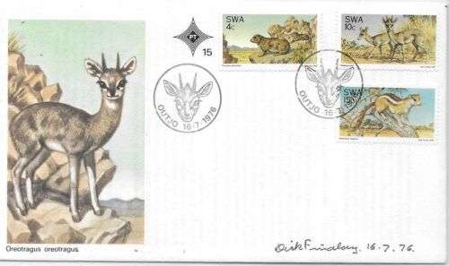 South West Africa 1976 Small Animals First day cover signed and dated Dick Findlay designer