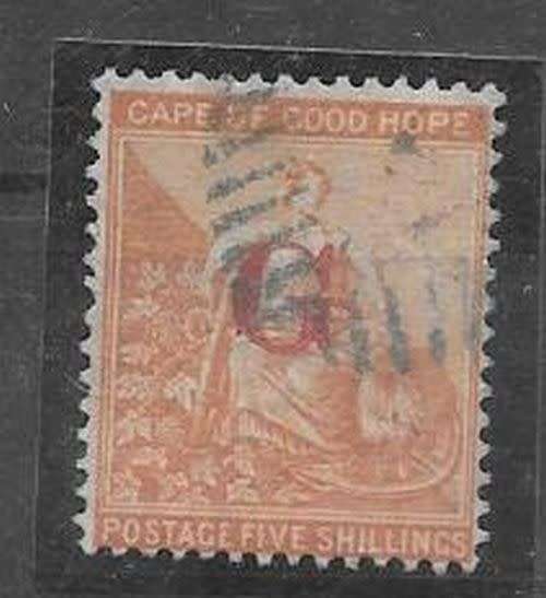 Griqualand West 1877/78 5s orange optd Type 1 very fine used
