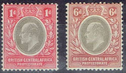 Nyasaland 1907 KEVII new wmk 1d and 6d very fine mint