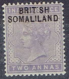 Somaliland 1903 India QV 2a pale violet with BRIT SH flaw very fine mint