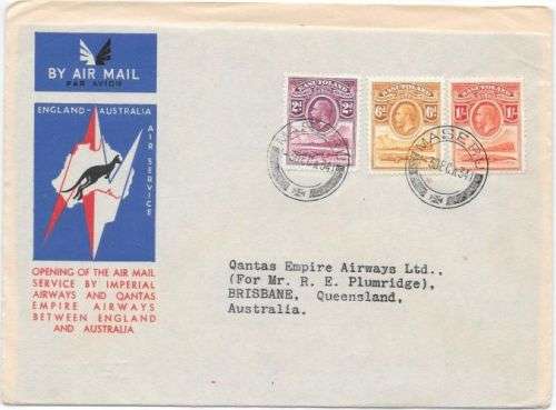 Basutoland 1934 Quantas 1st Flight cover from Maseru to Brisbane Australia scarce very fine