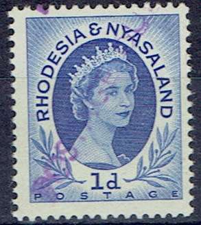 Rhodesia and Nyasaland 1954 QEII Definitive 1d POSTAGE DUE in purple very fine unmounted mint