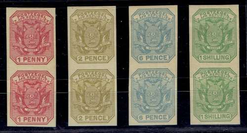 Transvaal 1884 Wagon with shafts 4 values in proof imperforate pairs very fine