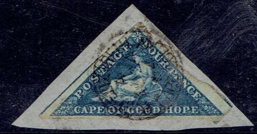 Cape of Good Hope 1863 DLR 4d slate blue with Port Elizabeth cds  very fine used on piece