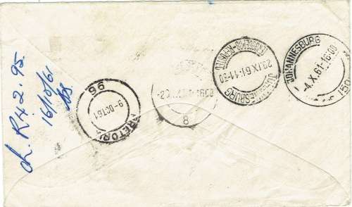 South Africa 1961 Johannesburg machine franked local cover, numerous re-addressing and postal marks