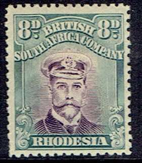 Rhodesia BSAC 1913 KGV Admiral Die IIIB perf 14 8d mauve and greenish blue very fine mint