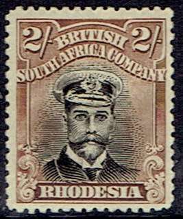 Rhodesia BSAC 1913 KGV Admiral Die IIIB perf 14 2s black and brown very fine mint