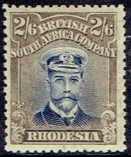 Rhodesia BSAC 1913 KGV Admiral Die IIIB perf 14 2s6d deep ultramarine and grey brown fine mint