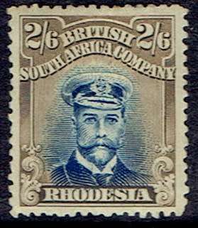 Rhodesia BSAC 1913 KGV Admiral Die IIIB perf 14 2s6d pale blue and bistre brown fine mint