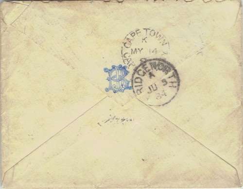 Cape of Good Hope 1884 43 Strand Street C Town 6d rate cover to UK very fine