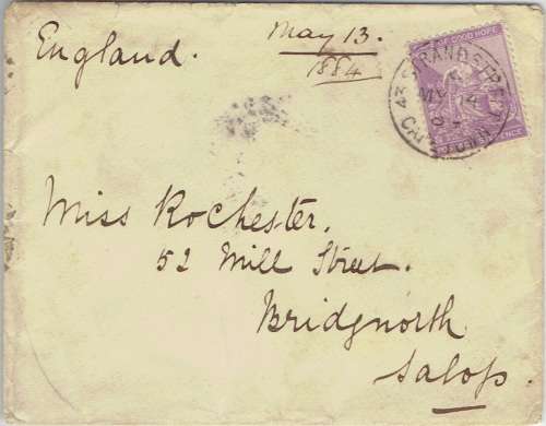 Cape of Good Hope 1884 43 Strand Street C Town 6d rate cover to UK very fine