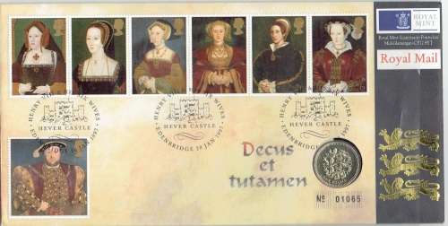 Great Britain 1997 King Henry VIII first day cover with uncirculated 1 coin