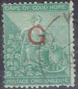 Griqualand West 1877/78 1s green overprinted Type 6 fine used