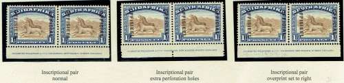 South Africa Officials 1931/2 1s 3x different imprint pairs