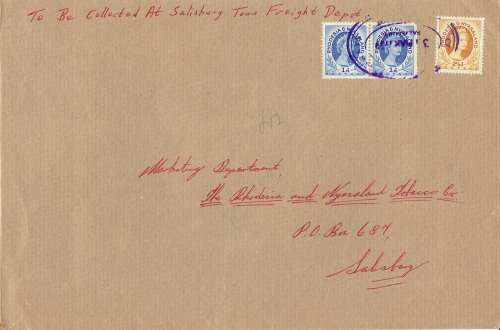 Rhodesia and Nyasaland 1959 CAA cover with QEII 1d pair and 2 1/2d and CAA 6d label