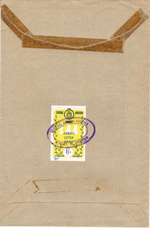 Rhodesia and Nyasaland 1959 CAA cover with QEII 3d pen cancelled and CAA 6d label