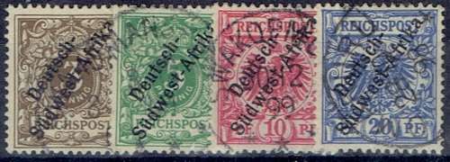 South West Africa 1897 German Reich oveprinted 2 hyphens set of 4 fine used