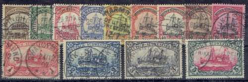 South West Africa 1901 Yacht No wmk set of 13 fine used