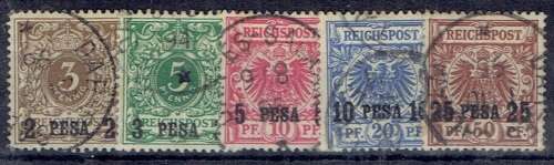German East Africa 1893/96 German Reich overprinted set of 5 fine used