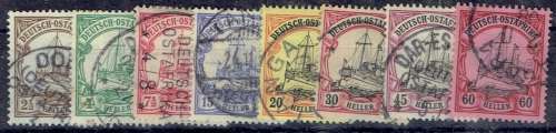 German East Africa 1905/09 Yacht New Currency No watermark set of 8 fine used