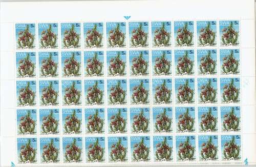 South West Africa 1973 Definitive 5c top half with sheet with white X`s printing flaw
