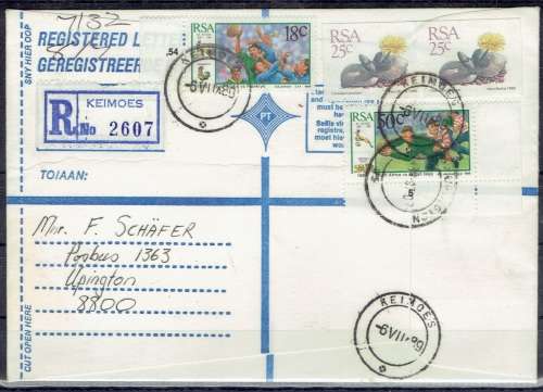 South Africa 1988 Succulent Definitive 25c imperforate pair on regsitered cover very fine