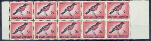 South Africa 1969 1st Defintive 3c Phosphor block with white printing flaw very fine unmounted mint