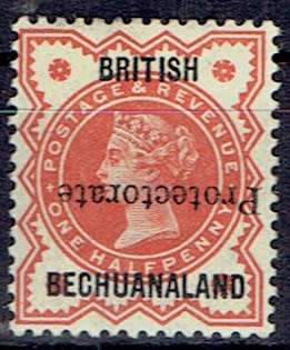 Bechuanaland 1890 Protectorate 1/2d vermillion oveprinted inverted fine mint