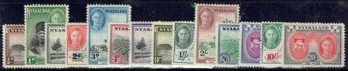 Nyasaland 1945 KGVI set of 14 fine mint