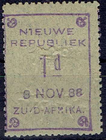 New Republic 1886 with Arms, blue  paper, 1d Juil 7 86 very fine mint