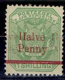 Transvaal 1895 Surcharges Half Penny on 1s double surcharge very fine mint