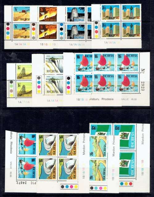 Rhodesia 1970 Decimal Definitive in imrpint control and corner blocks very fine unmounted