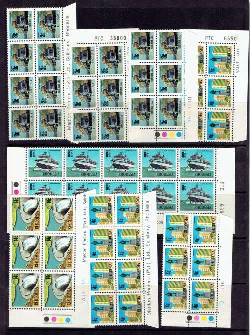 Rhodesia 1970 Decimal Definitive in imrpint control and corner blocks very fine unmounted