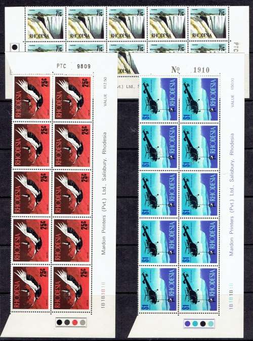 Rhodesia 1970 Decimal Definitive in imrpint control and corner blocks very fine unmounted