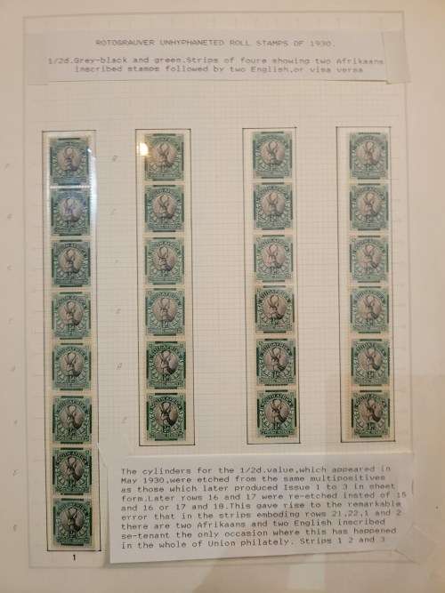 South Africa 1930 Roto Hyphenated Coil collection / Study of 1/2d, 1d and 2d