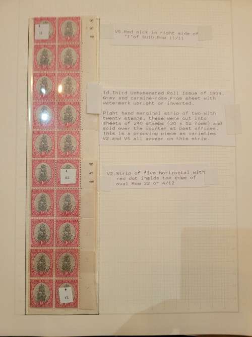 South Africa 1930 Roto Hyphenated Coil collection / Study of 1/2d, 1d and 2d